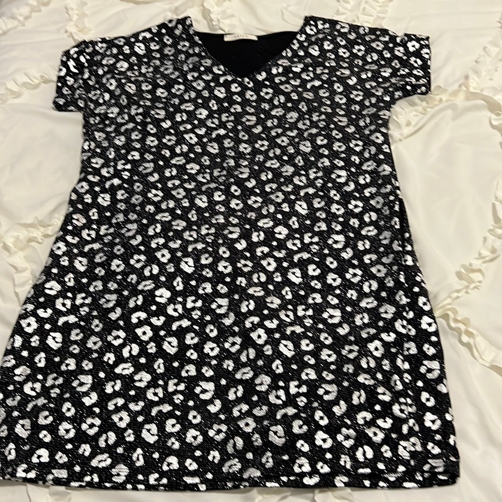 Fun black and silver print tunic dress